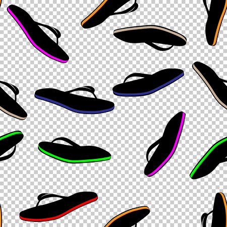Pair seamless flip flops. Vector slippers beach shoes iconのイラスト素材