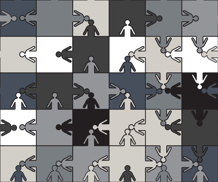 Business seamless background friendship team people, puzzle illustration. Company staff teamwork.のイラスト素材