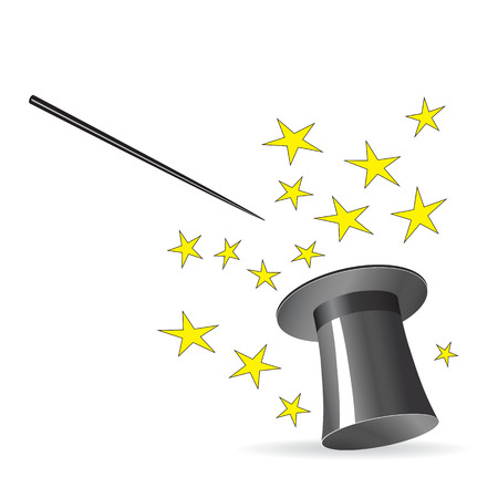 Magician Hat with Magician Wand, icon isolated on white background, vector illustration - Vector illustrationのイラスト素材