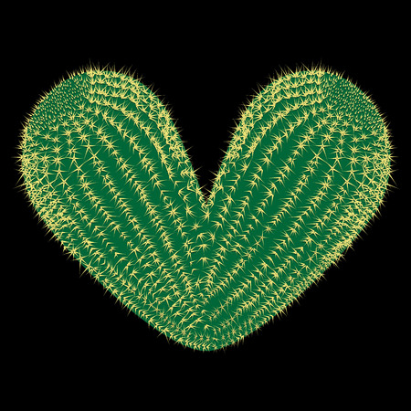 Thorny heart. Vector thorny cactus in the shape of heart illustrationのイラスト素材
