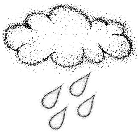Vector grunge clouds rain drop illustration of a weather icons setのイラスト素材