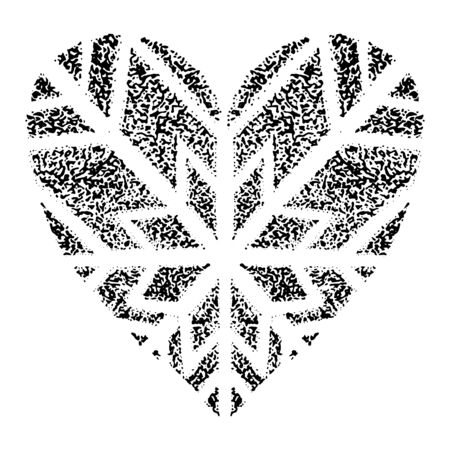 Snowflakes in the form of heart on a blue background. Decoration snowflakes for New Year, Christmas, winter holidays. Vector Illustrationのイラスト素材