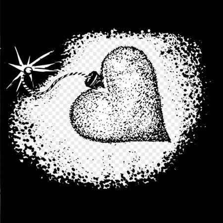 Heart love bomb spark fire icon sketch . Valentine day passion illustration tattoo style.の写真素材