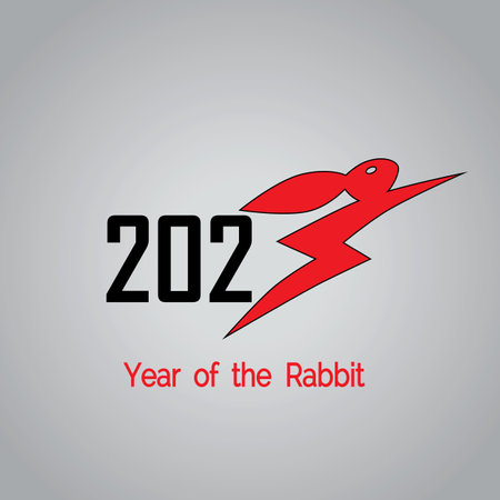 Chinese New Year 2023, the year of the rabbit, Asian elements with Happy New Year 2023 of the rabbit, bunny or hare vector illustrationのイラスト素材