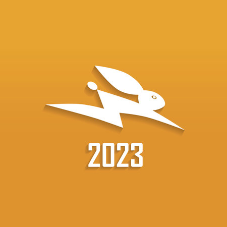 Chinese New Year 2023, the year of the rabbit, Asian elements with Happy New Year 2023 of the rabbit, bunny or hare vector illustrationのイラスト素材