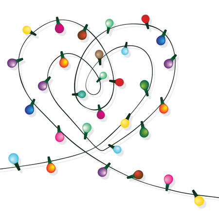 Heart love light bulb wedding vector. Valentine's day or christmas background.のイラスト素材