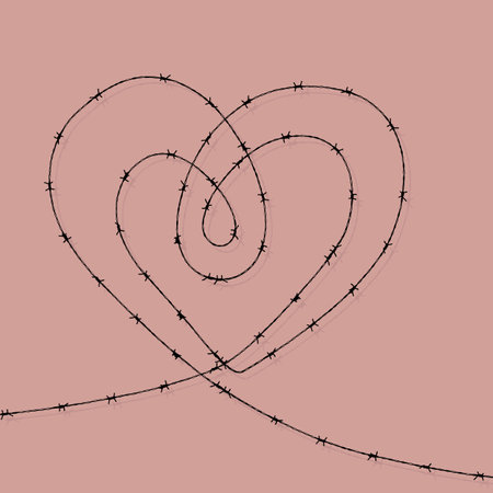 Wire barb vector heart love valentine background illustration. Protection concept design.のイラスト素材