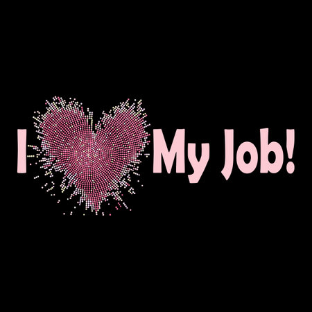 i love my job, font type with pixel heart sign vectorのイラスト素材