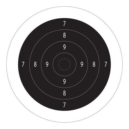 Target with numbers for shooting at a shooting range. A round target with a marked bull's-eye for shooting practice on the shooting range vector illustrationのイラスト素材