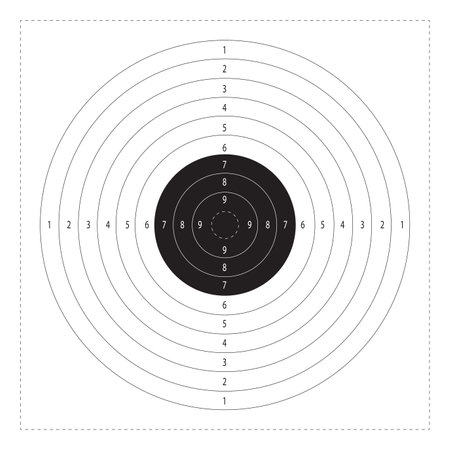 Target with numbers for shooting at a shooting range. A round target with a marked bull's-eye for shooting practice on the shooting range vector illustrationのイラスト素材