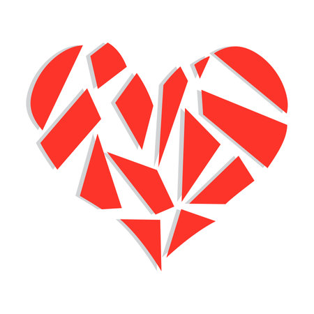 Abstract red polygonal broken heart symbol vector illustration isolatedのイラスト素材