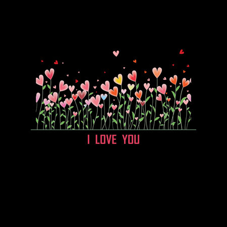 Valentines Day horizontal seamless background with flowers like heartのイラスト素材