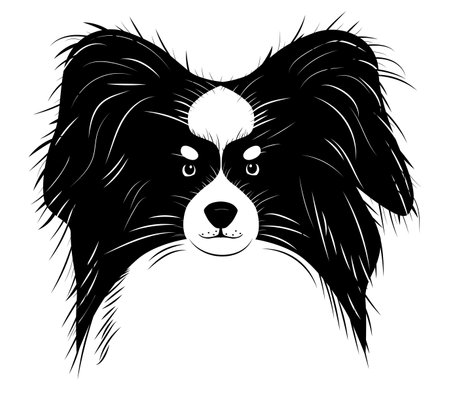 Papillon dog breed pet vector tattooのイラスト素材