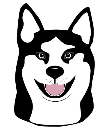 beautiful smiling Siberian Husky dog with tongue vector tattooのイラスト素材