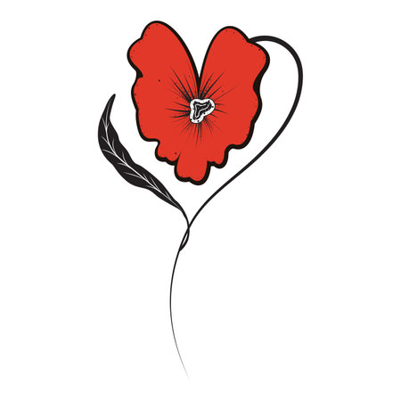 heart of the red flower poppy valentine love logo tattoo vectorのイラスト素材