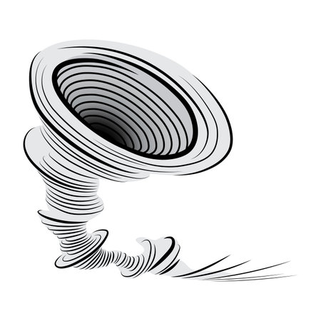 Tornado vector icon destructive natural vortex. Stylized hurricane. Natural disaster logo. Vector illustration of a weather cataclysm.のイラスト素材