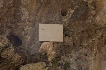 Map history sign to the nature monument Cave Vranjaca photo croatiaの写真素材
