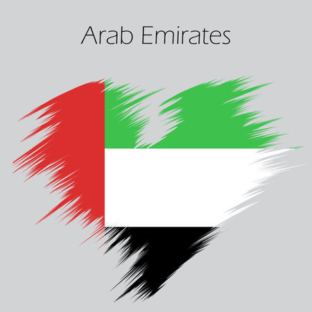 United Arab Emirates flag heart flag in the shape of a heart, the concept of peace love travet vectorのイラスト素材