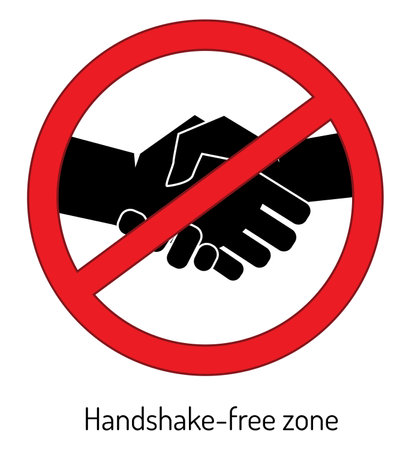 No Handshake icon. Vector illustration. No dealing. No collaboration hand washing icons in a flat designのイラスト素材