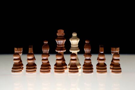Black chess formation with a single white piece as a concept for undercover operations,...