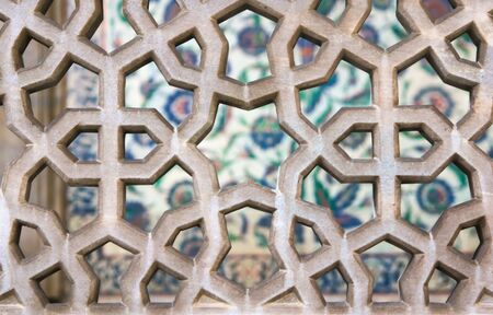 Detail of an hexagonal architectural ornament in the Blue Mosque of Sultanahmed, located in...