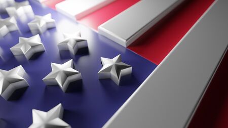 American flag, geometrical design background. Digital 3D render.の写真素材