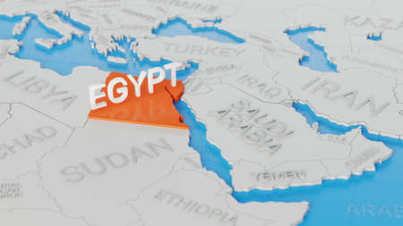 Egypt highlighted on a white simplified 3D world map. Digital 3D render.の写真素材