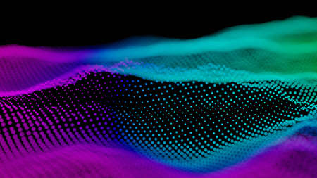 High technology, science data grid. Colorful digital terrain visualization, concept. Digital 3D...