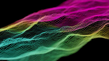 High technology, data grid visualization, information flow. Digital 3D render.