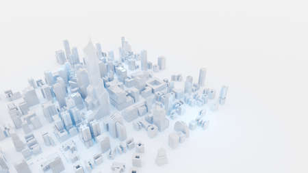 Modern, clean white city with white background. Digital 3D render.の写真素材
