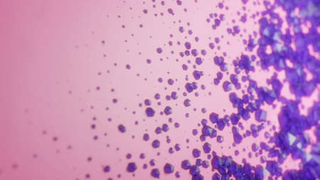 Blue crystals growing over a light pink surface. Abstract background, digital render.の写真素材