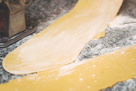 Homemade fresh pasta, traditional italian cuisine. Close up.の写真素材