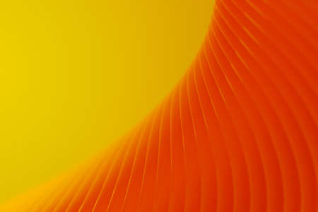 Vibrant orange wavy shapes on yellow background. Digital 3D rendering.の写真素材