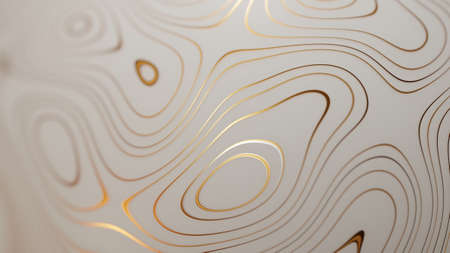 Elegant marble surface with wavy gold streaks. Abstract background close up. Digital 3D rendering.の写真素材