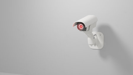 CCTV security camera in the wall. 3d rendering illustration.の写真素材
