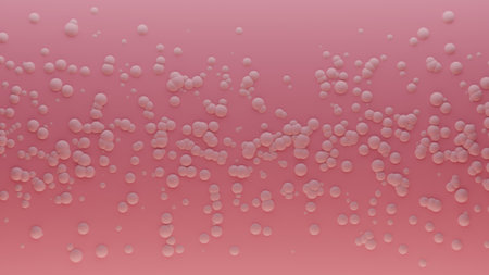 Baby pink bubbles over pink surface, monochromatic abstract background. Digital 3D rendering.