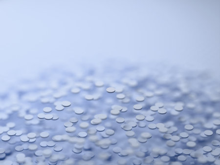 Soothing pattern of circles in gradient of shades of chambray blue. Digital 3D rendering.