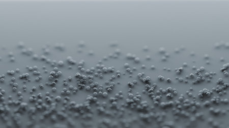 Bubbles over gray surface, abstract background. Digital 3D rendering.の写真素材