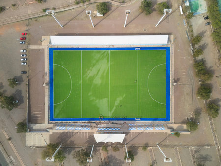 Soccer training field. Top down aerial view.の写真素材