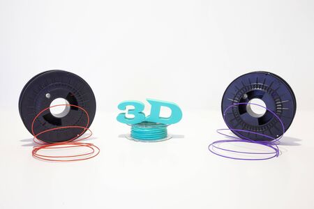 3D printing filament reels for 3d printers with textの写真素材