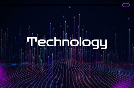 Technology abstract background with glowing lines and dots. Vector illustration. Eps 10の写真素材