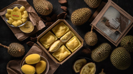 Durian fruit, Durian is the king of fruit in Thailandの素材