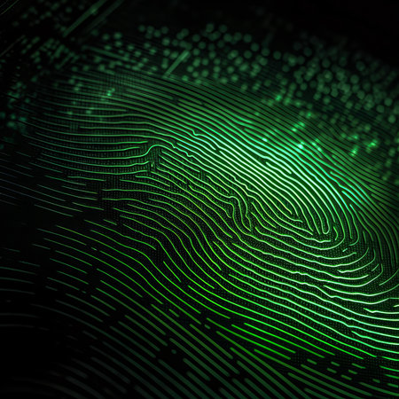 Fingerprint background. Biometric scan concept. 3d illustrationの素材