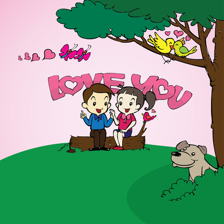 Valentine's Day. Love day. Vector illustration in cartoon style. Valentine's concept.のイラスト素材