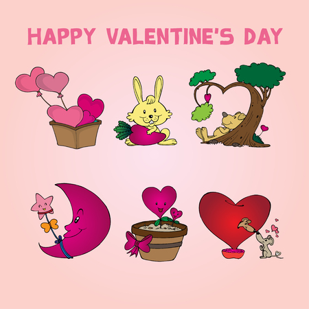 Valentine's Day. Love day. Vector illustration in cartoon style. Valentine's concept.のイラスト素材