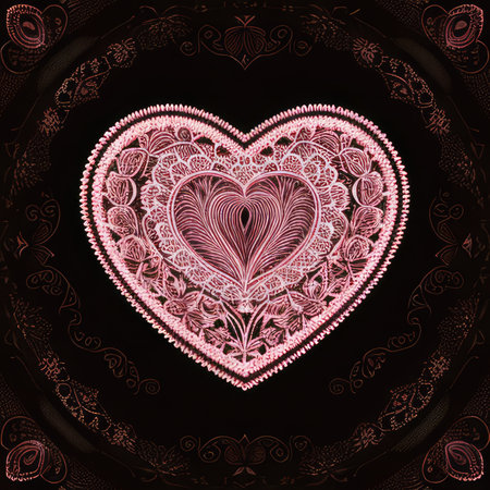 Beautiful pink heart on a black background.の素材