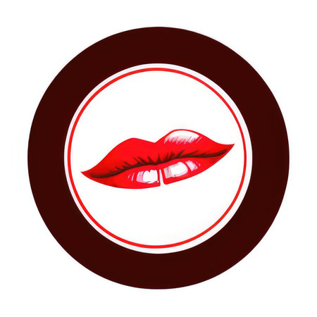 Red glossy lips on white background. vector illustration.の素材