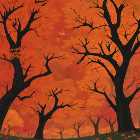 Autumn background with silhouettes of trees and leaves. vector illustration.の素材