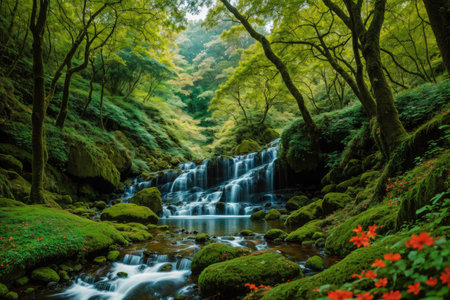 Waterfall in the deep forestの素材