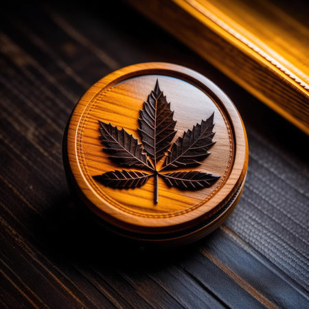 maple leaf on a wooden background.の素材